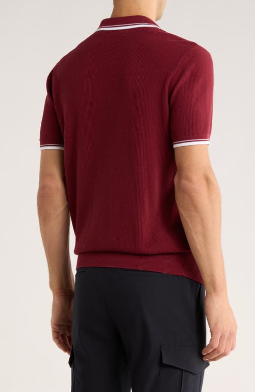 Original Penguin Textured Johnny Collar Cotton Polo In Burgundy