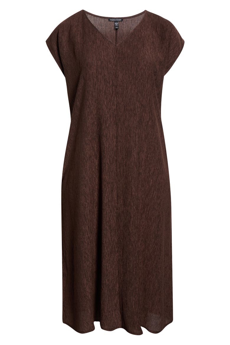 V-Neck Cap Sleeve Crinkle Dress, Main, color, TRUFFLE