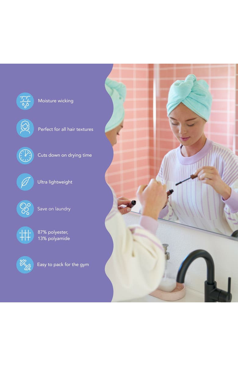 TURBIE TWIST 4 Pack Microfiber Hair Towel, Straight, Wavy, Curly Hair, Alternate, color, Purple