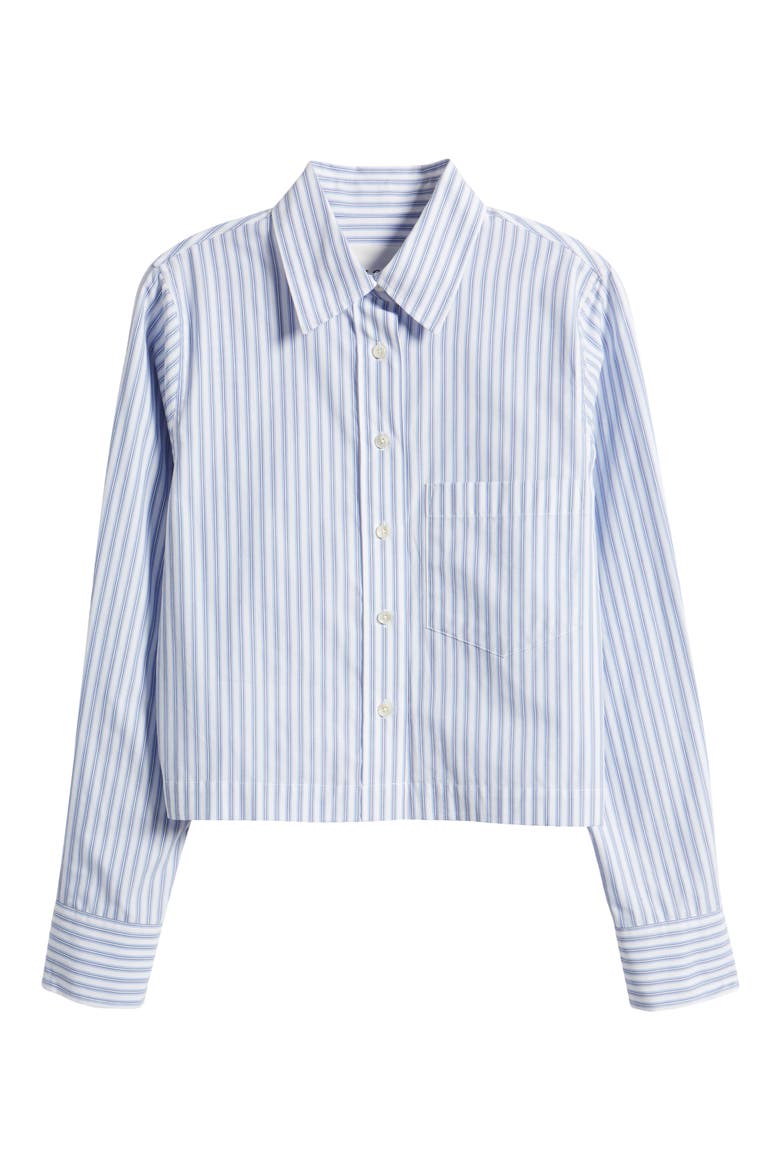 Classic Stripe Organic Cotton Crop Shirt, Alternate, color, BLUE HORIZON