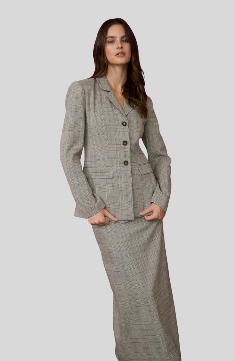 Blu Pepper Plaid Blazer, Alternate, color, Light Taupe Multi