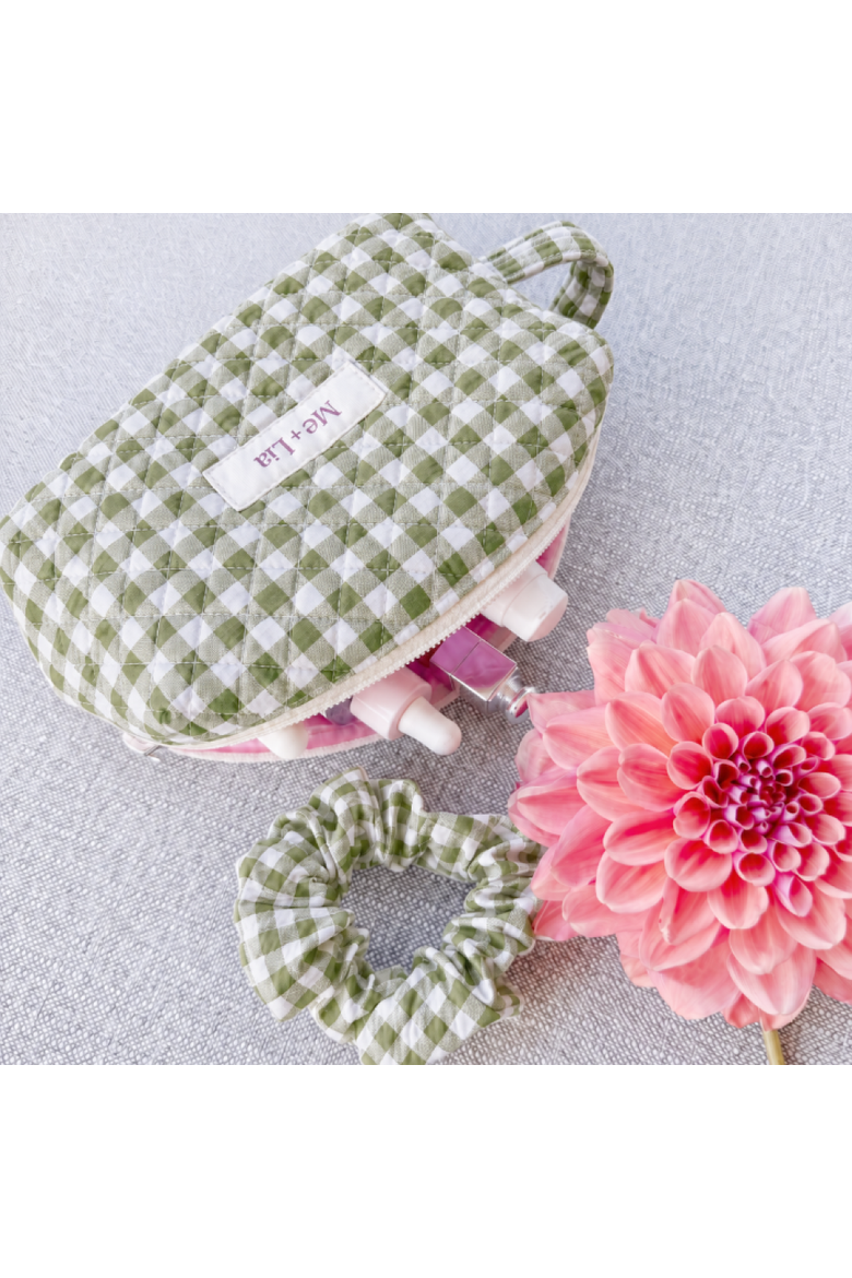 Make-up Pouch - Small, Alternate, color, Gingham Matcha