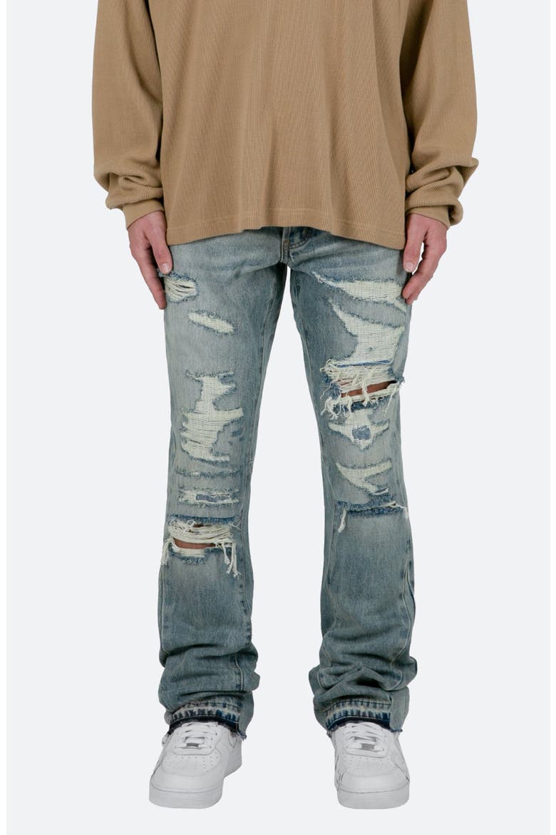 Distressed Flared Jeans, Main, color, BLUE