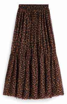 Boden Anna Leopard Print Tiered Tulle Maxi Skirt
