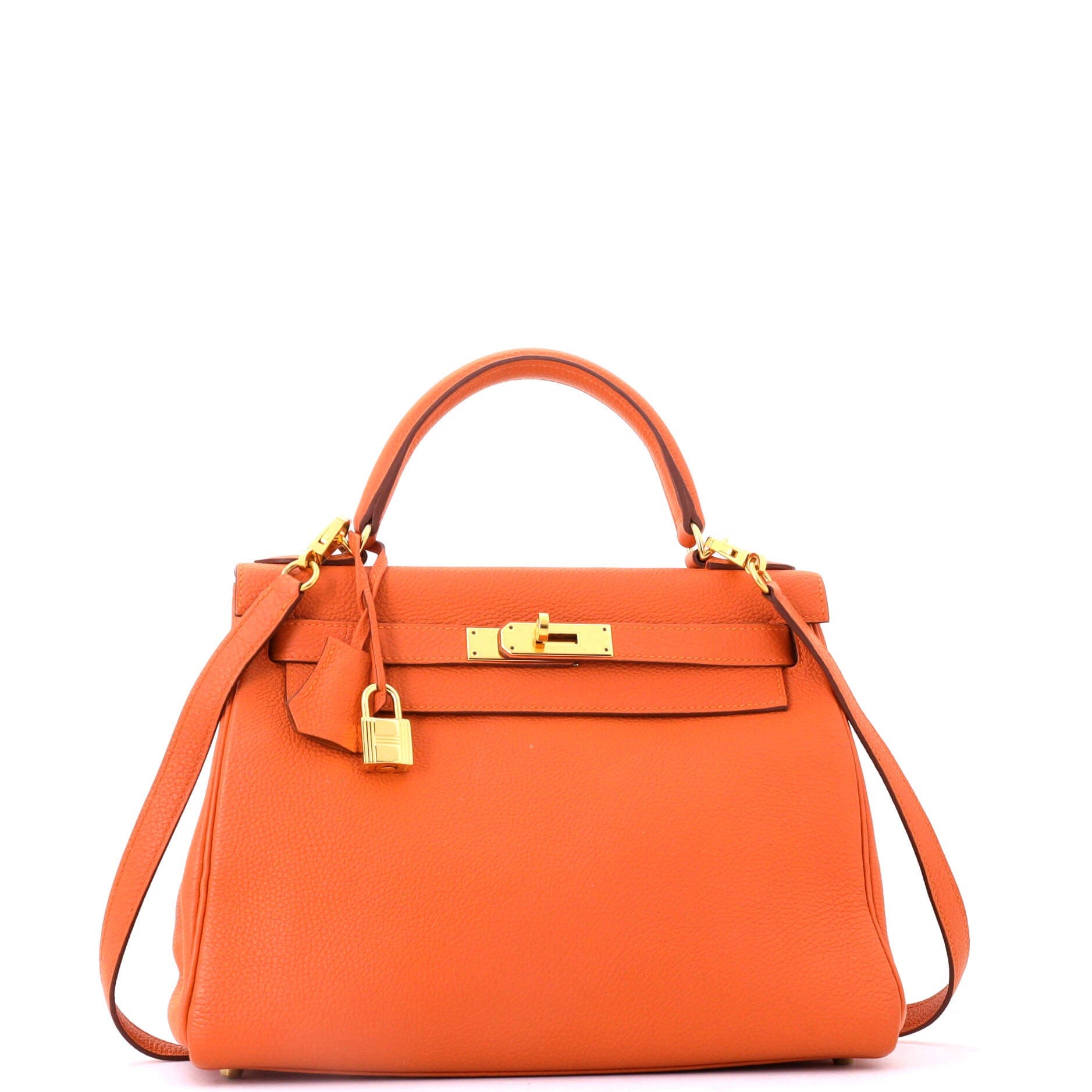 Pre-Owned Hermes Kelly Handbag Orange Togo with Gold Hardware 28, Alternate, color, Orange H