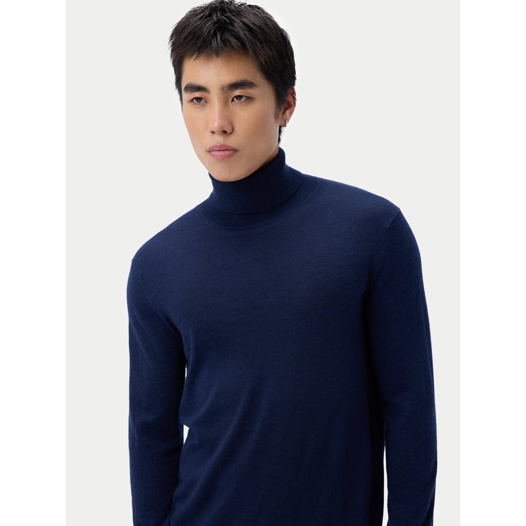 Gobi Mongolian Cashmere Cashmere-silk Turtleneck Sweater In Blue