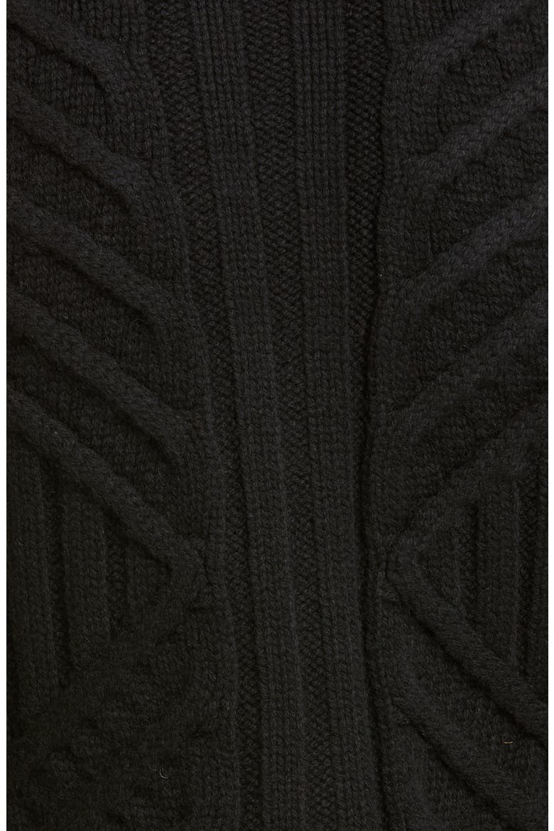 Alexander McQueen Angled Cable Cardigan, Alternate, color, BLACK