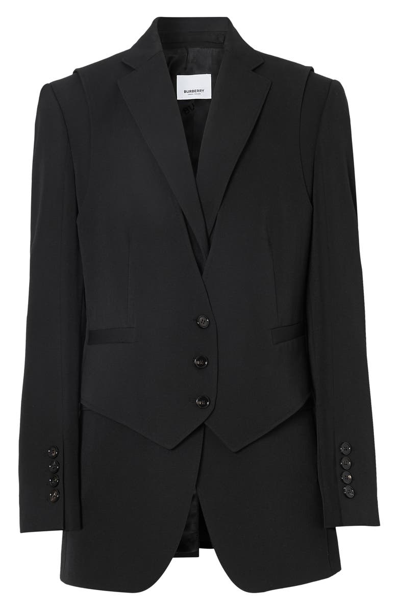 Burberry Titouan Double Layer Wool Blazer, Alternate, color, 