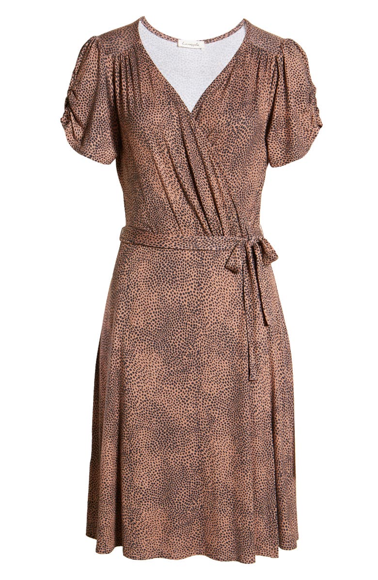 Loveappella Animal Print Wrap Front Dress, Alternate, color,