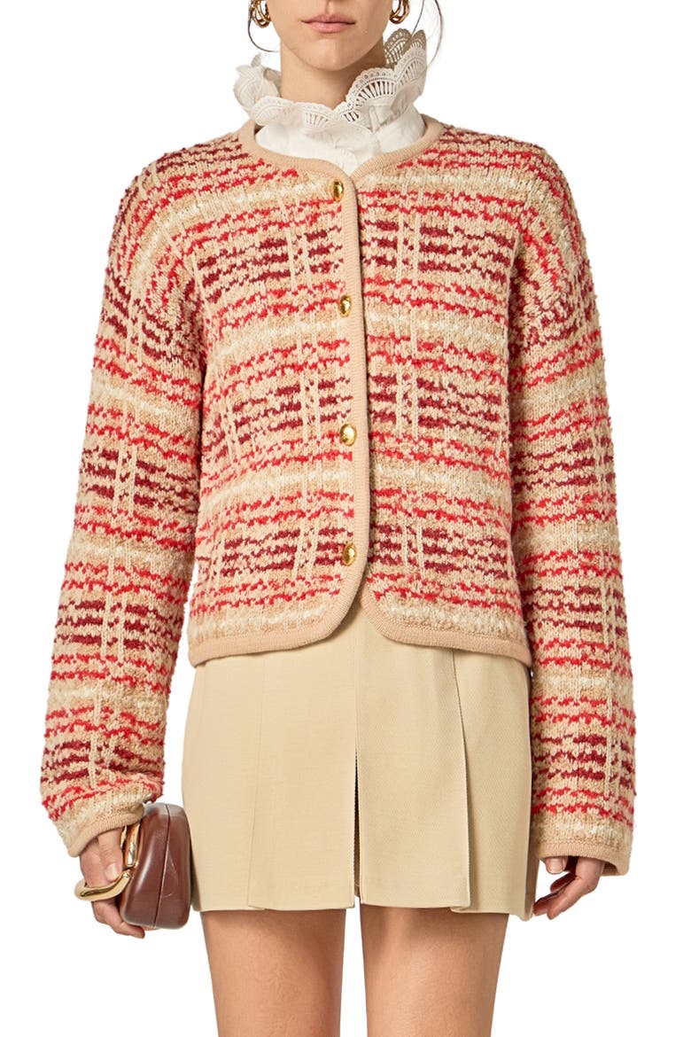 Textured Stripe Wool Blend Jacket, Main, color, TAN MULTI