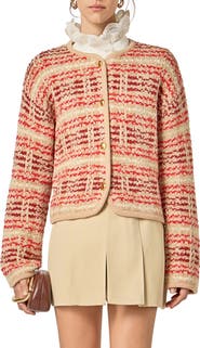 English Factory Textured Stripe Wool Blend Jacket