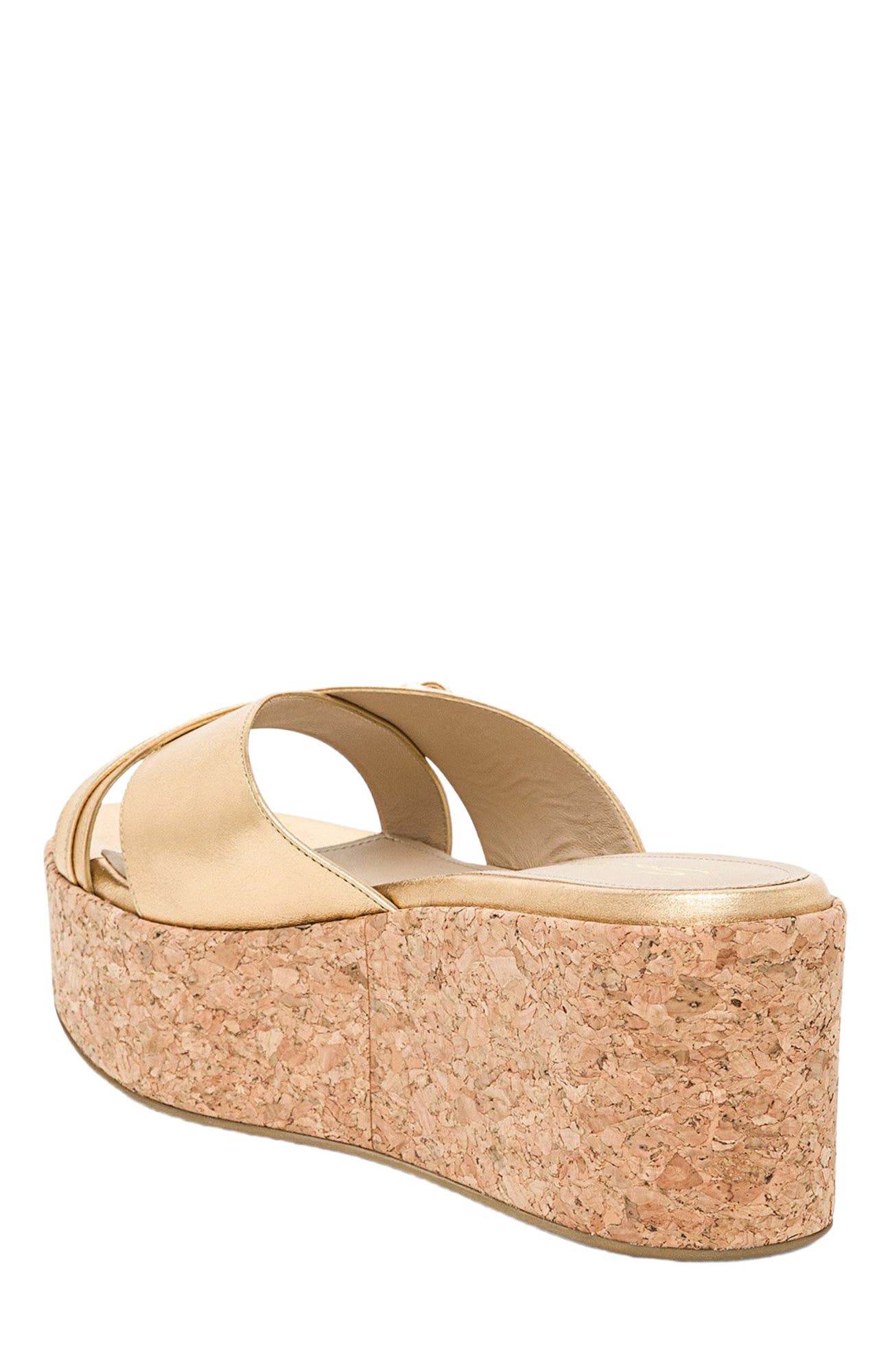 Santoni Women's laminated leather wedge, Alternate, color, Gold