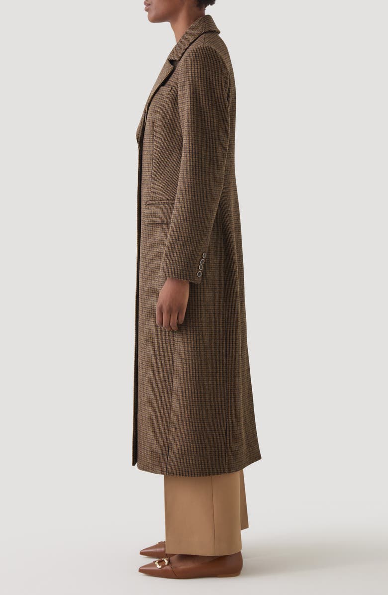 LK Bennett Dakota Check Wool Blend Coat, Alternate, color, Brown