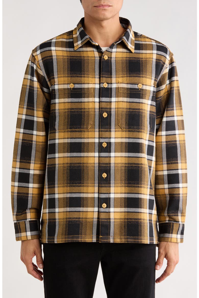 Vaughn Loose Fit Heavyweight Cotton Herringbone Button-Up Overshirt, Alternate, color, VAUGHN CHECK DIJON
