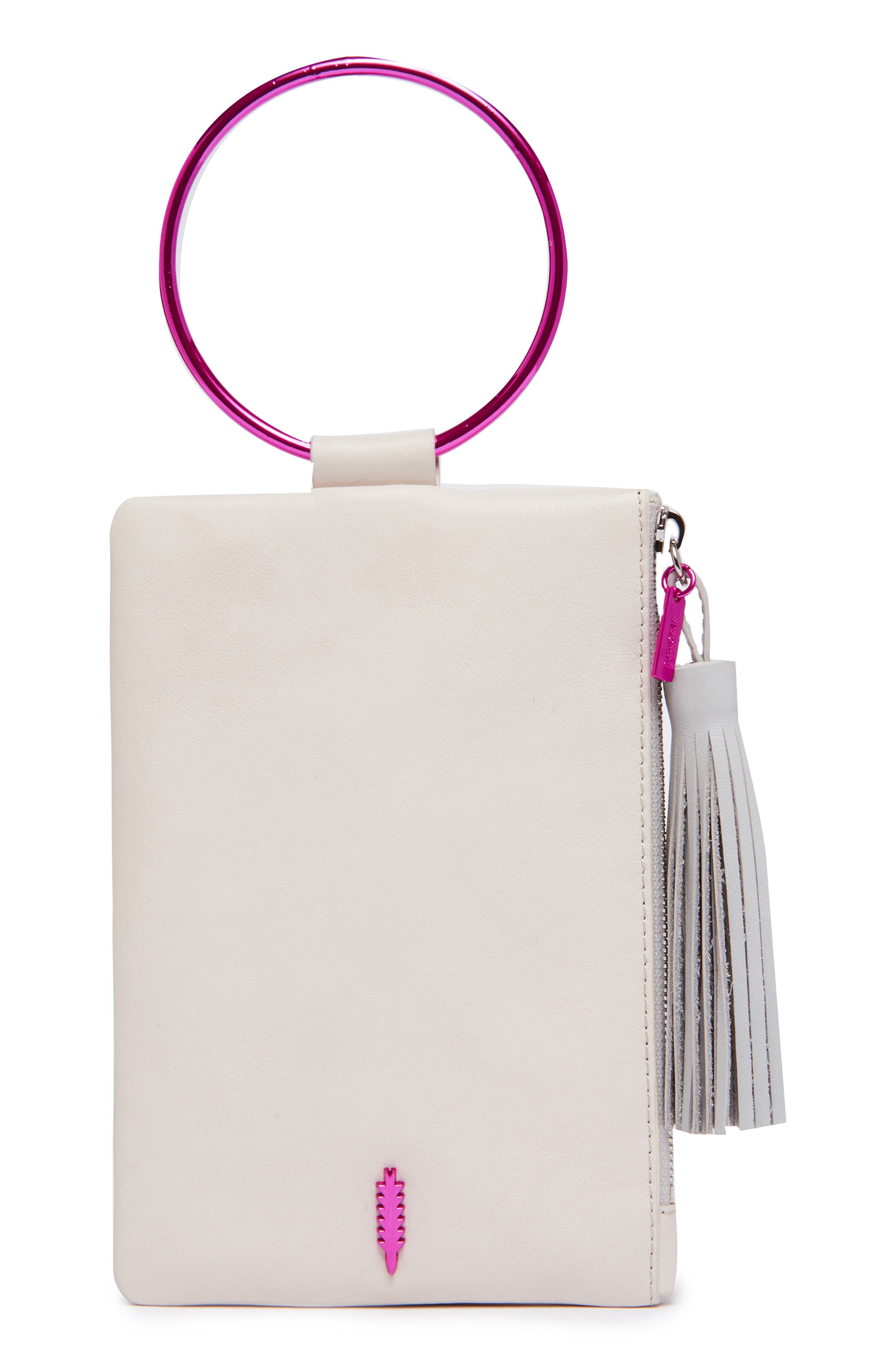 Thacker Nolita Ring Handle Leather Clutch, Main, color, 