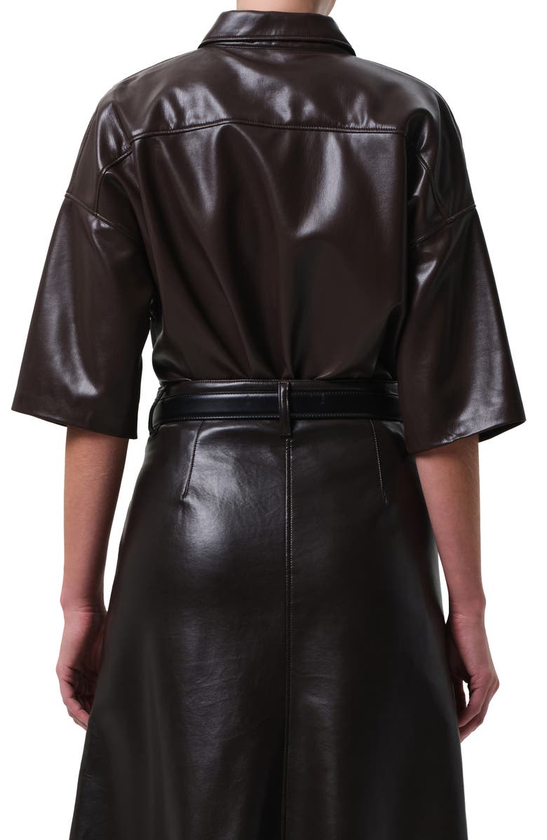Citizens of Humanity Frances Cape Crop Faux Leather Shirt, Alternate, color, Chocolate