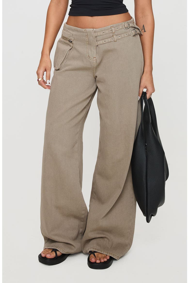 Paltrow Low Rise Wide Leg Cargo Jeans, Alternate, color, WASHED BROWN