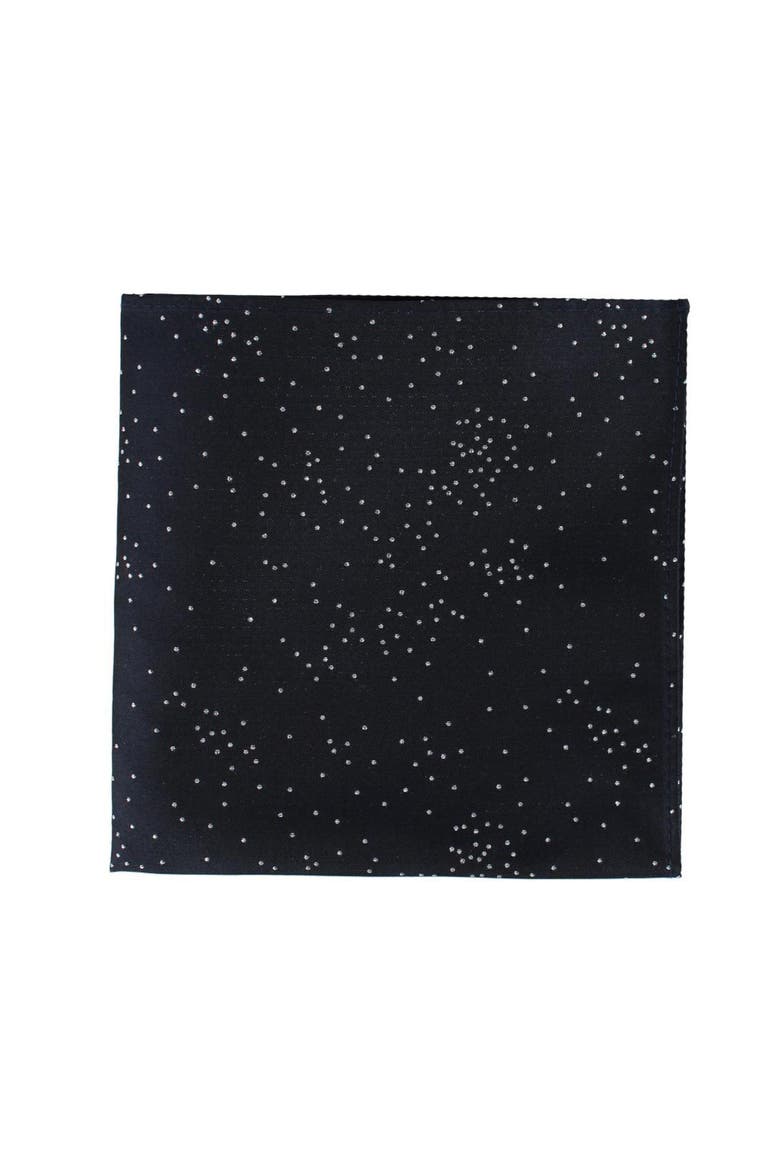 Mystere Metallic Star Light 12 x 12 Silk Pocket Square, Alternate, color, Navy Blue
