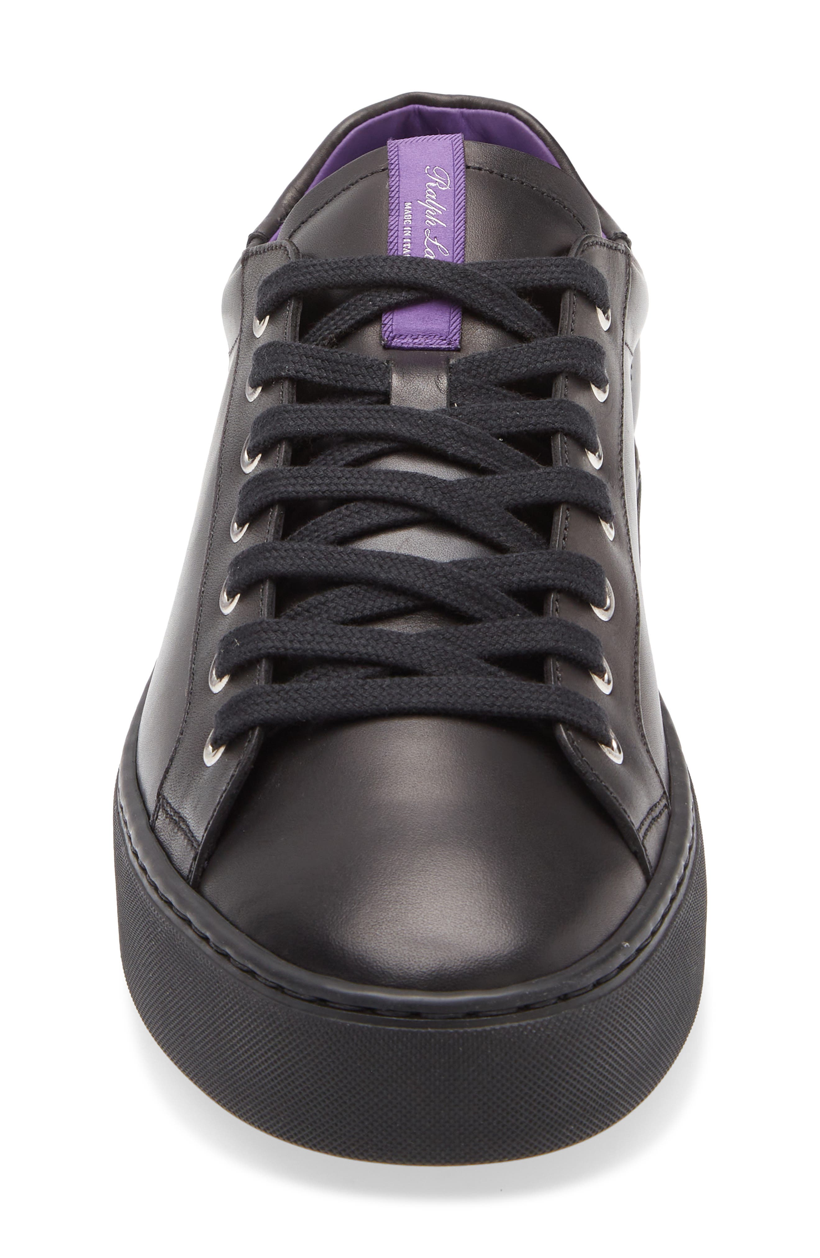 Ralph Lauren Purple Label Severn Calfskin Leather Sneaker, Alternate, color, Black