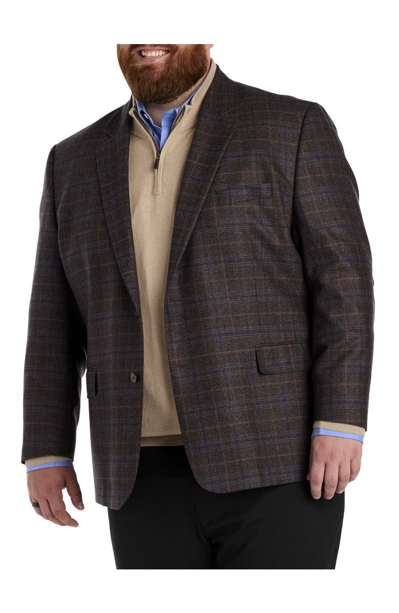 Oak Hill Premium by DXL Big & Tall Plaid Sport Coat, Main, color, Brown