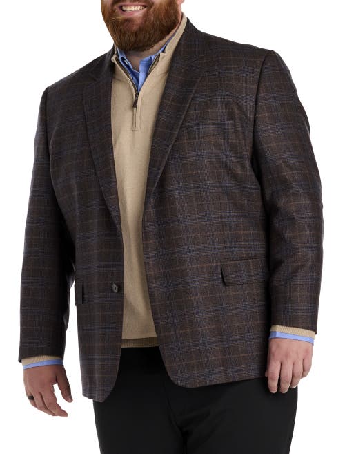 Oak Hill Premium By Dxl Big & Tall Plaid Sport Coat In Brown