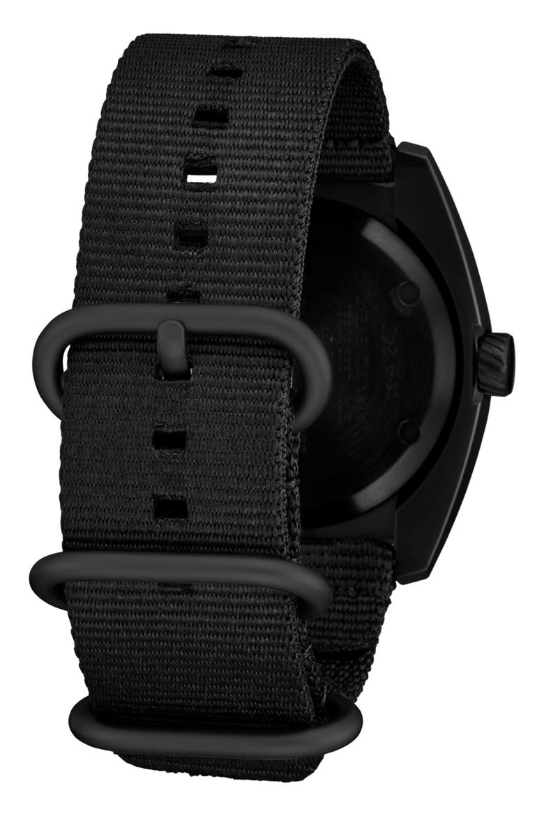 Clutch Webbing Strap Watch, 42mm, Alternate, color, ALL MATTE BLACK / BLACK