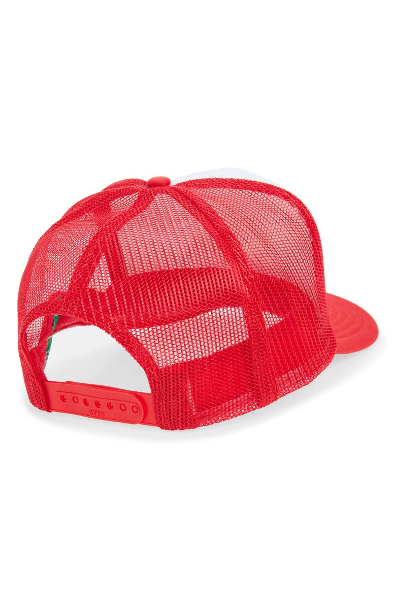 Friday Feelin’ Mon Cherie Trucker Hat, Alternate, color, Red Split