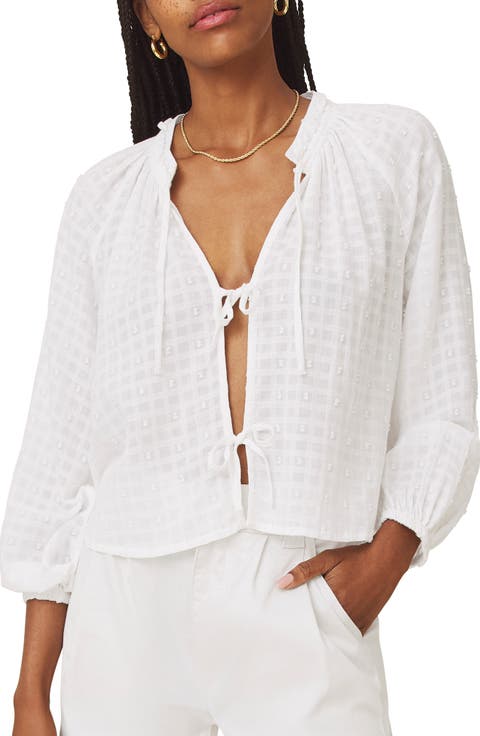 Fleur Clip Dot Tie Front Top