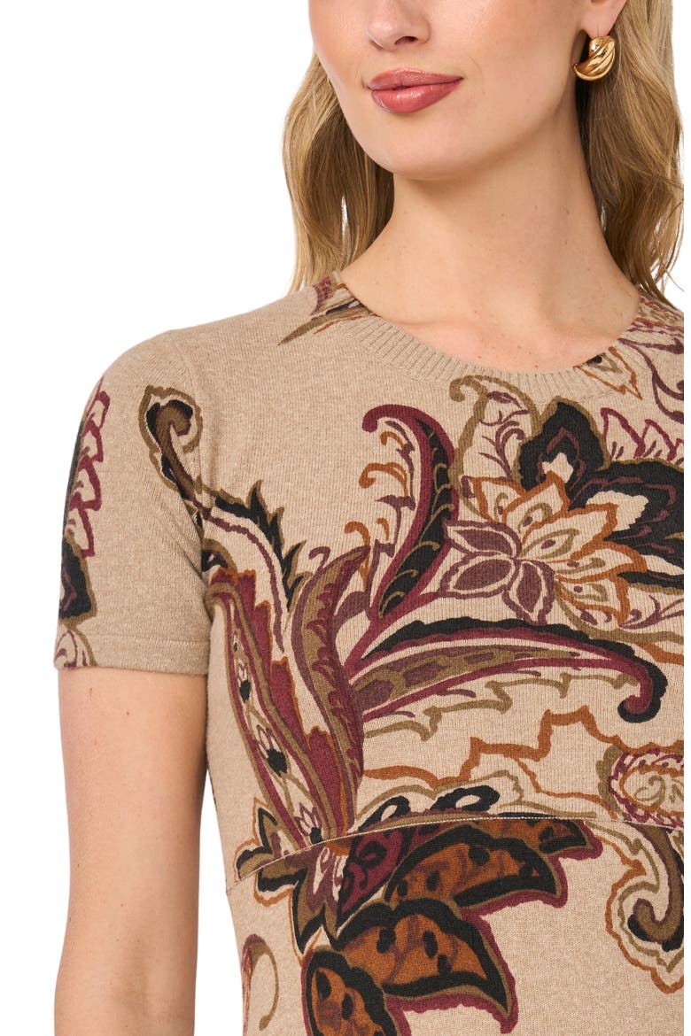 Paisley Print Midi Sweater Dress, Alternate, color, WOODEN