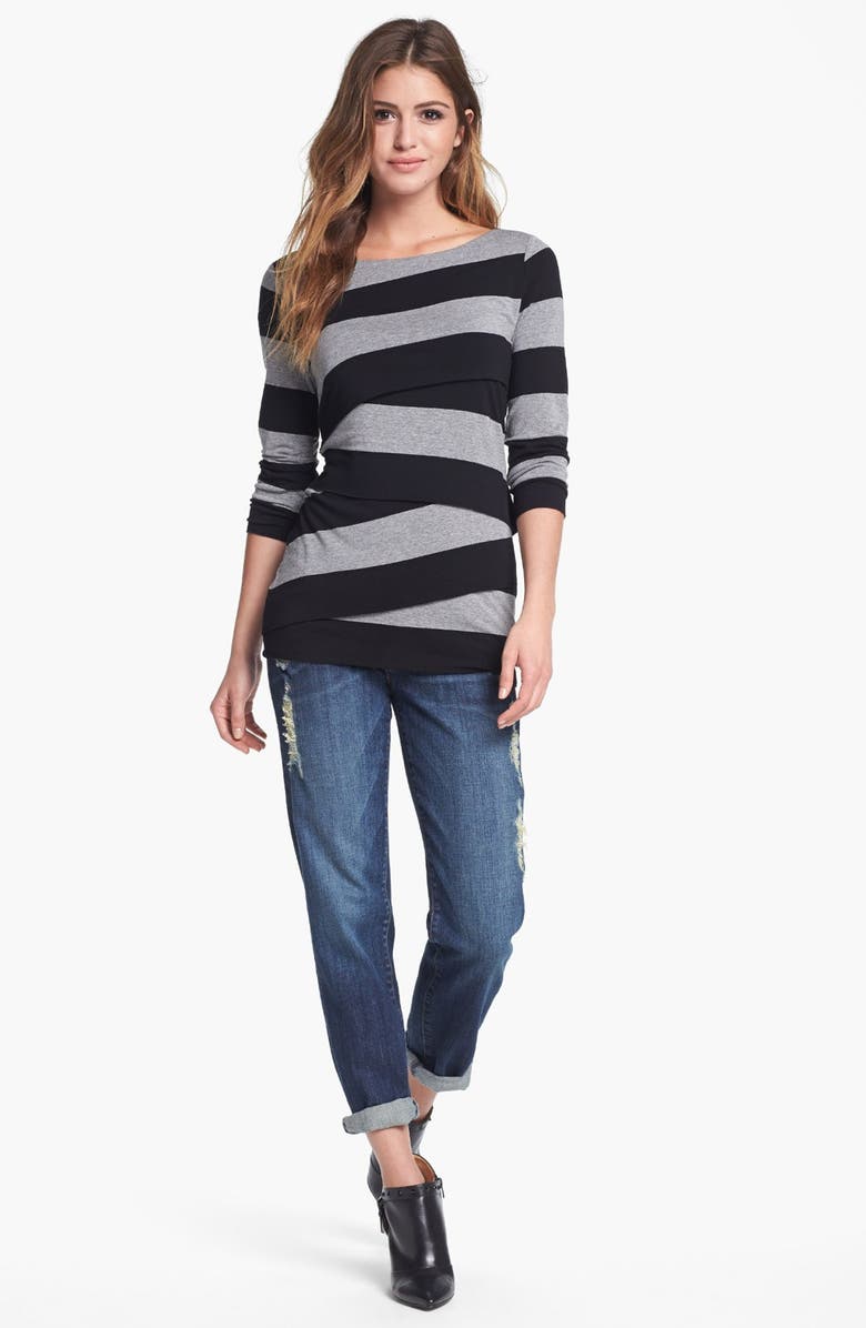 Vince Camuto Asymmetrical Tiered Stripe Tee, Main, color, 