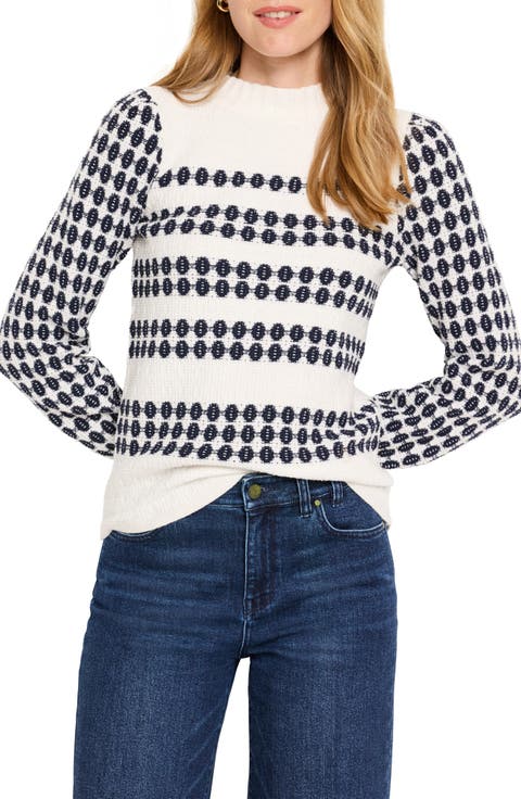 Cotton Blend Waffle Sweater