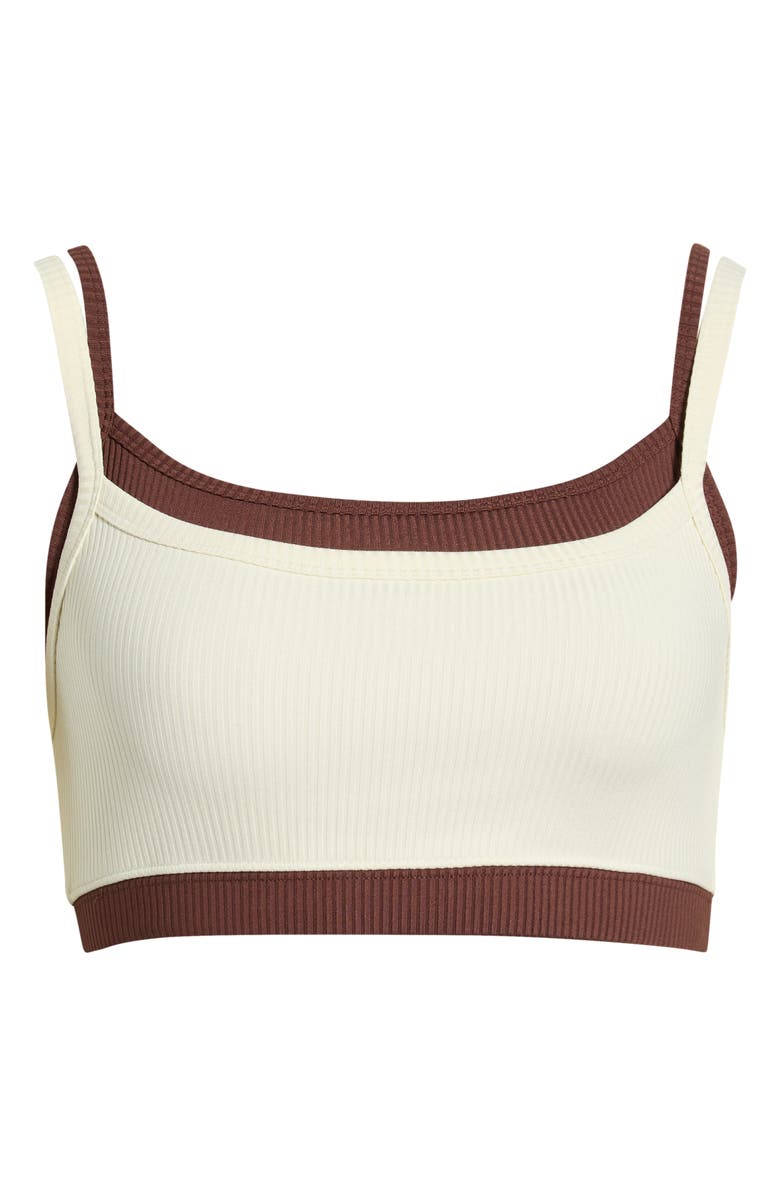 Year of Ours Layered Rib Sports Bra, Alternate, color, Shell/ Chocolate