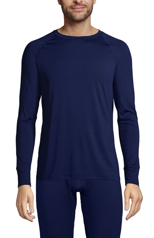 Lands' End Stretch Thermaskin Long Underwear Crew Base Layer In Blue