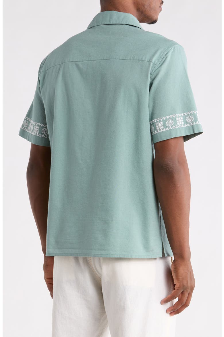 Didcot Embroidered Cotton & Linen Camp Shirt, Alternate, color, SEA GREEN / ECRU
