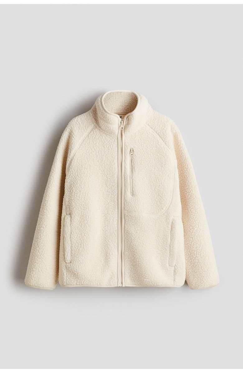 H&M Teddy fleece jacket, Alternate, color, Light Beige