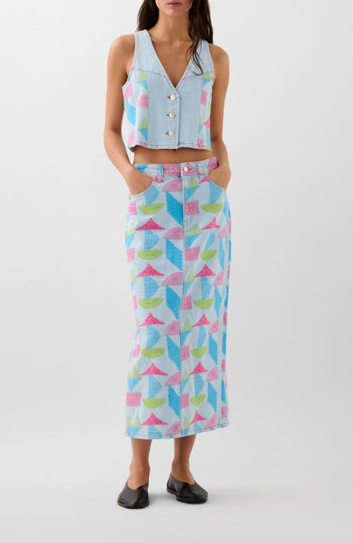 Scalpers Denim Emb Skirt In Purple