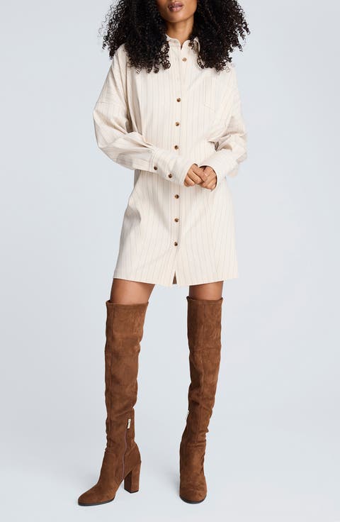 Stripe Long Sleeve Shirtdress