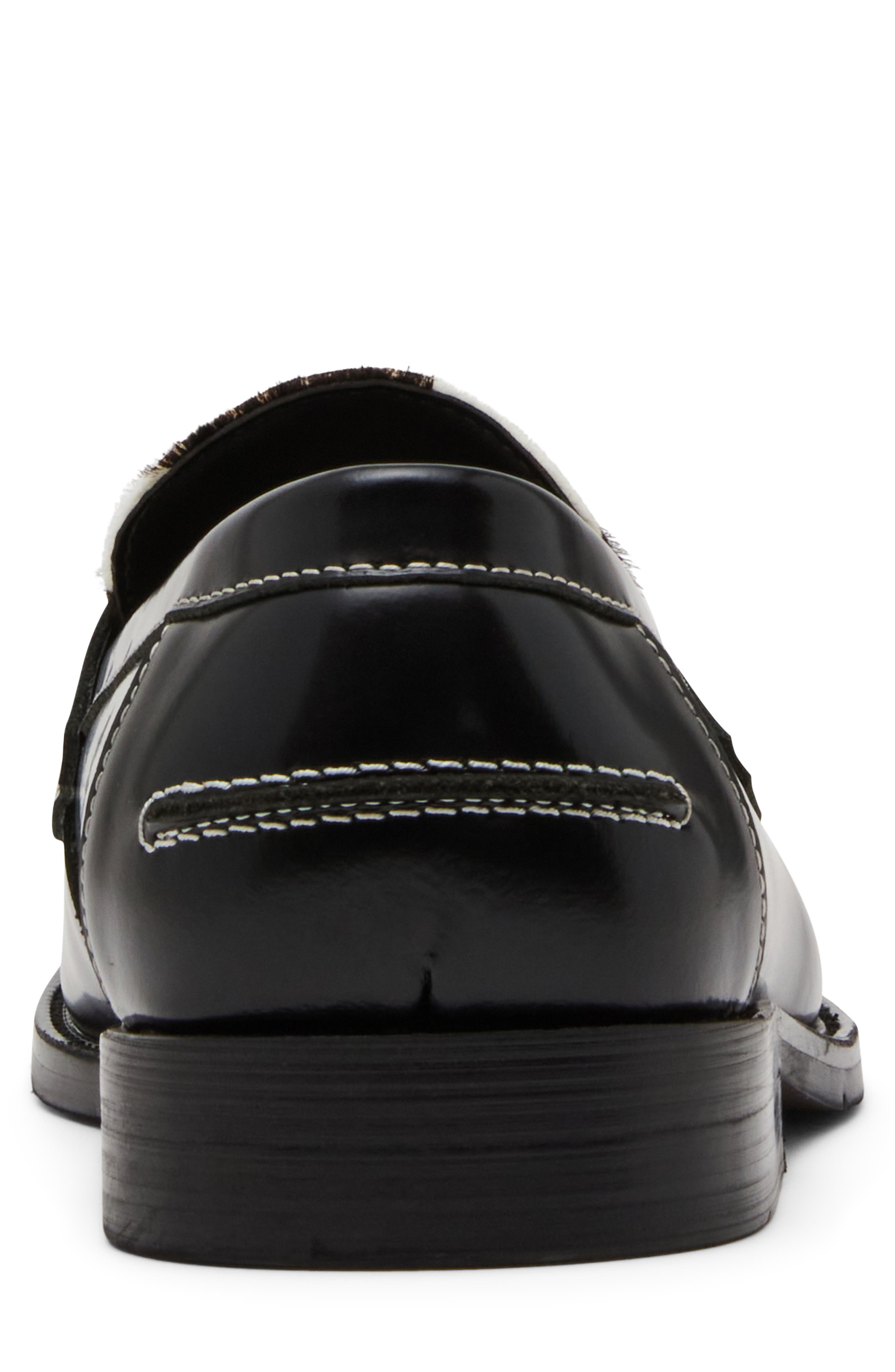 Natan Genuine Calf Hair Penny Loafer, Alternate, color, BLACK/ WHITE CALF HAIR