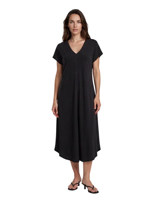 Manebili V-Neck Draped Midi Dress