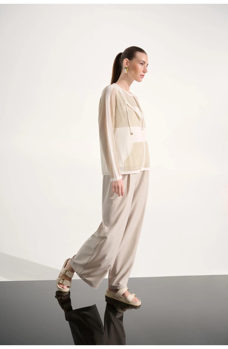 JOSEPH RIBKOFF Soft Knit Straight Hooded Zip Jacket, Alternate, color, Vanilla/Gold