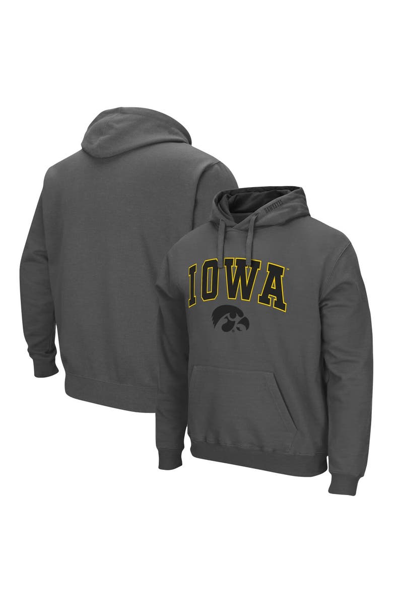 COLOSSEUM Men's Colosseum Charcoal Iowa Hawkeyes Arch & Logo 3.0 Pullover Hoodie, Main, color, Charcoal