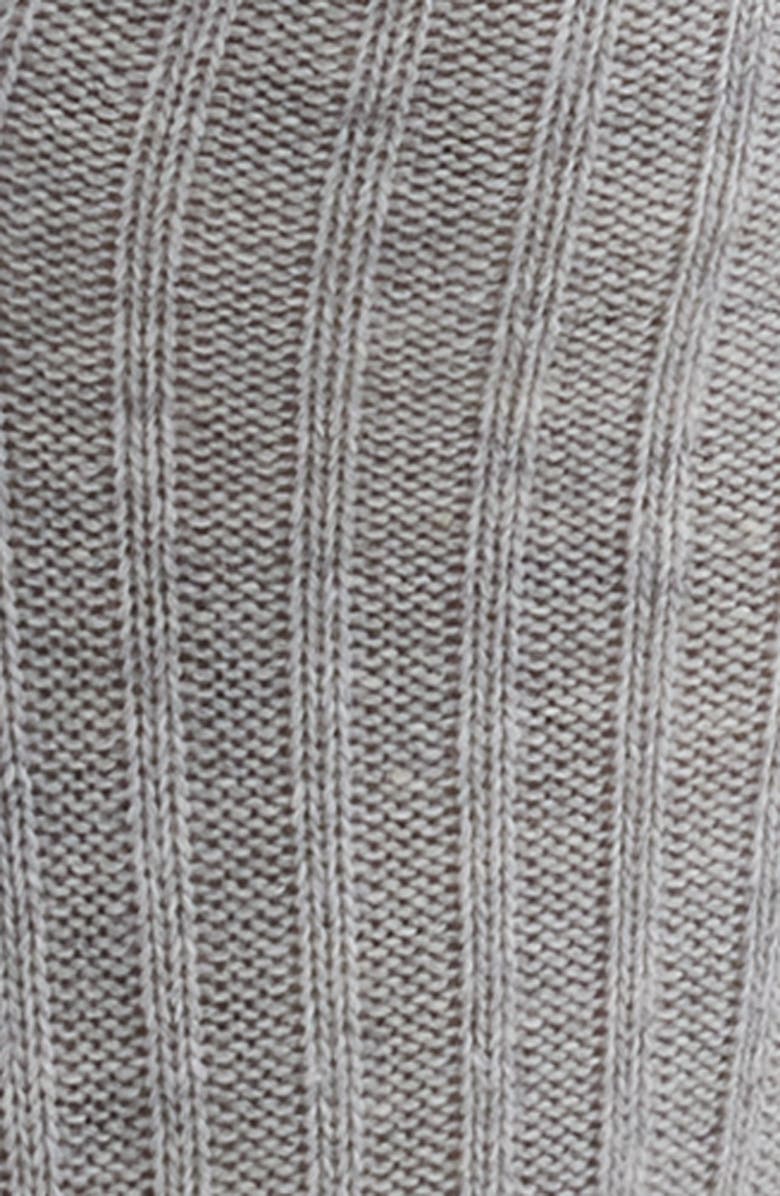 MUK LUKS Lace Trim Cotton Blend Rib Quarter Socks, Alternate, color, Grey Heather