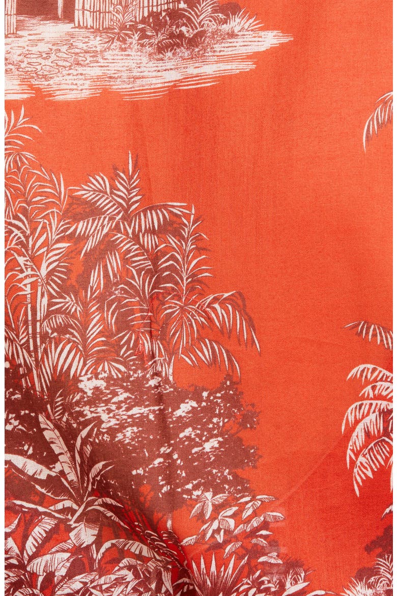 Toile Palm Print Long Sleeve Cover-Up Wrap, Alternate, color, CHILI PEPPER/ SANGRIA