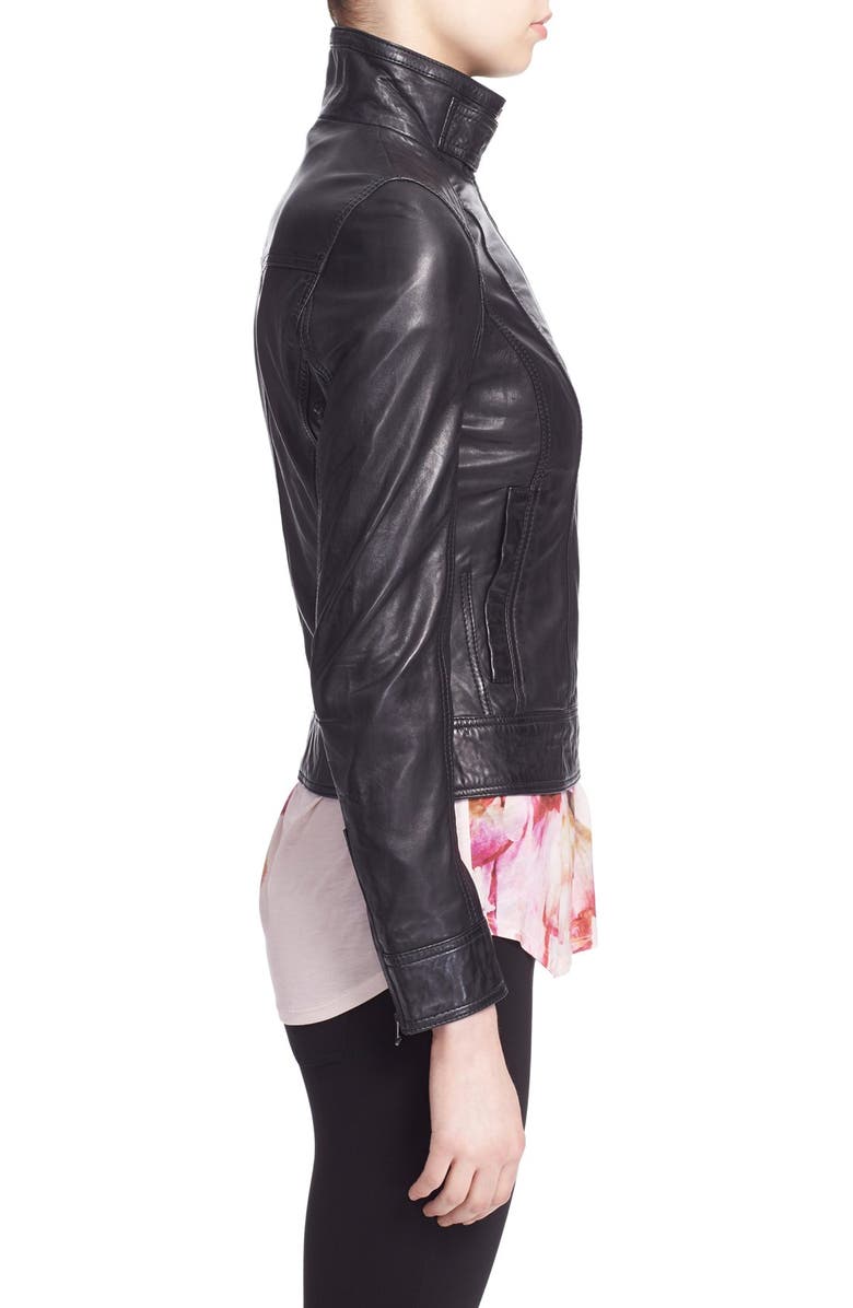Ted Baker London 'Roark' Stand Collar Leather Jacket, Alternate, color, 