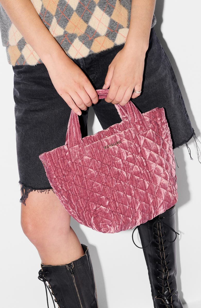 MZ Wallace Mini Metro Deluxe Quilted Velvet Tote Bag, Alternate, color,