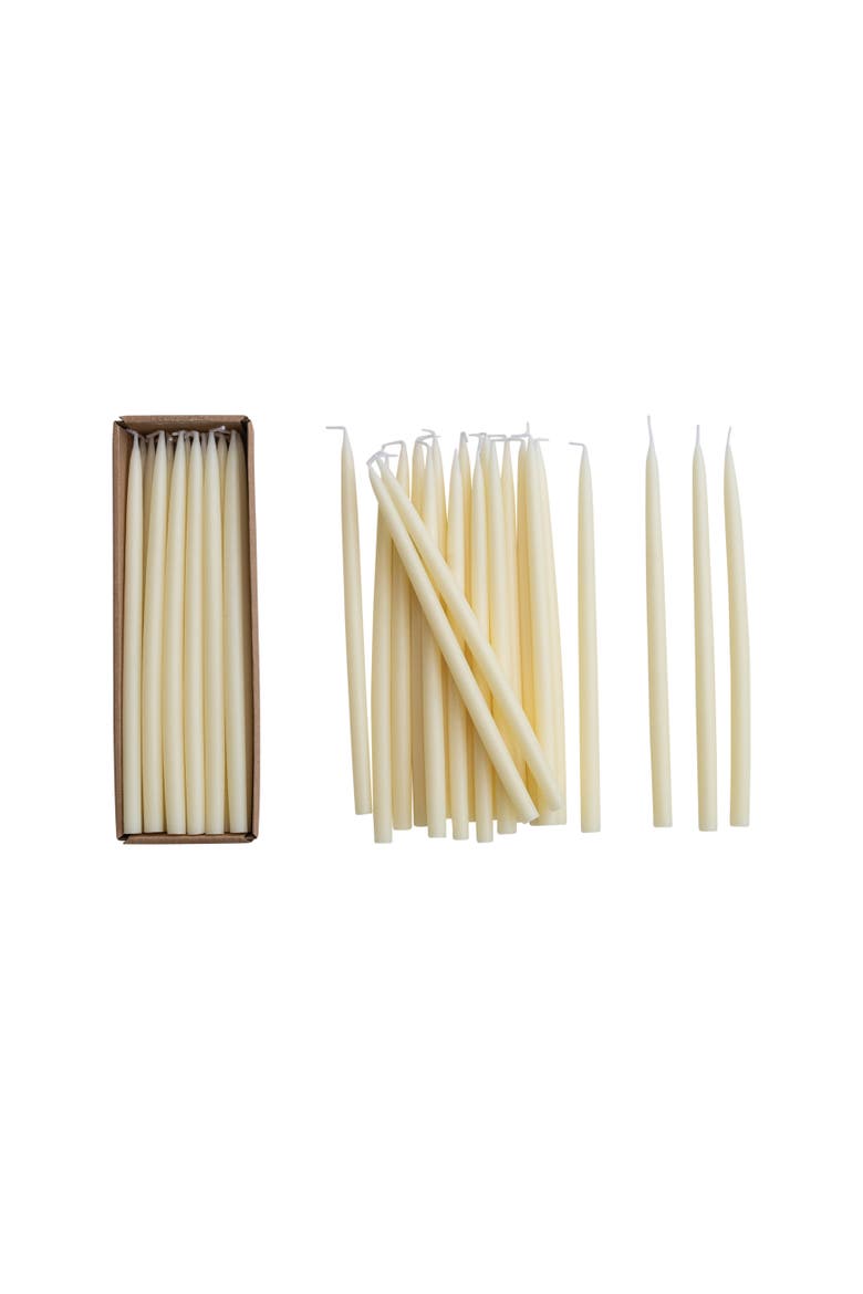 24-Piece Unscented Thin Taper Candles in Box, Ivory Color, Main, color, Ivory