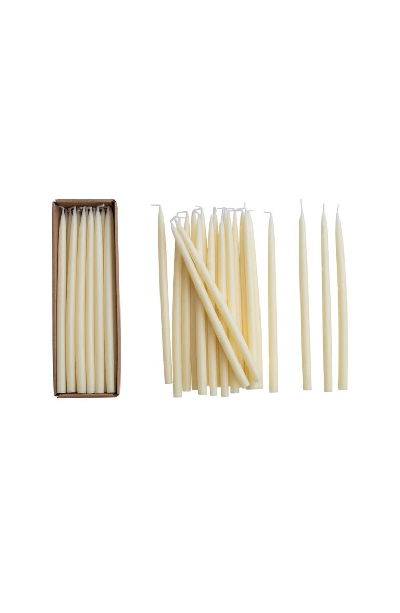 Storied Home 24-Piece Unscented Thin Taper Candles in Box, Ivory Color, Main, color, Ivory