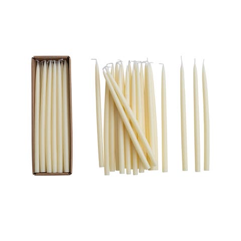 24-Piece Unscented Thin Taper Candles in Box, Ivory Color