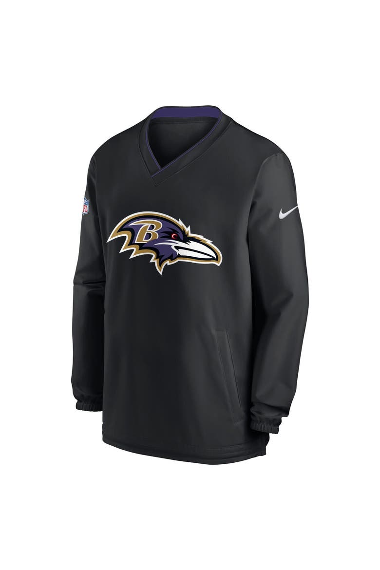 Men's Nike Black Baltimore Ravens Sideline V-Neck Pullover Windbreaker, Alternate, color, Black