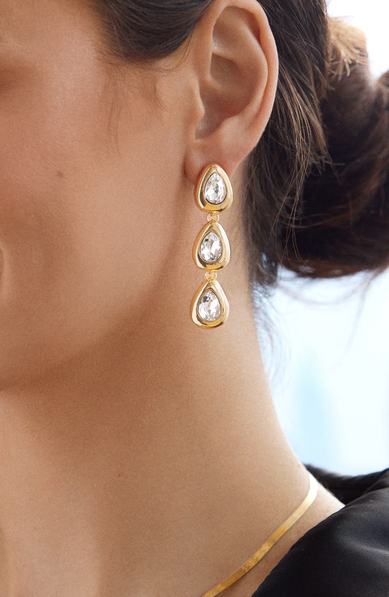 BaubleBar Eden Crystal Drop Earrings, Alternate, color, Clear